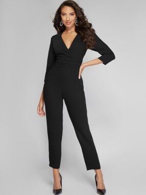 Marciano By Guess Audra Surplice Classic Black V-Neck Jumpsuit - Women